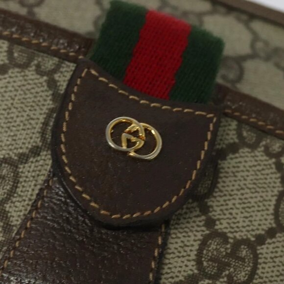 GUCCI GG Supreme Web Sherry Line Bag PVC Beige Gold - Picture 7 of 16